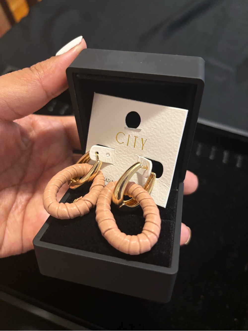 Pink Wrapped Hoop Drop Earrings - Gold Accent